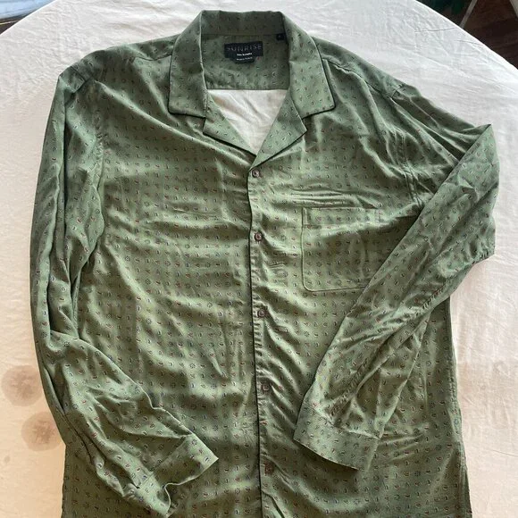 The Kooples Paisley forest green button-up Size L - Excellent Condition - Picture 2 of 5